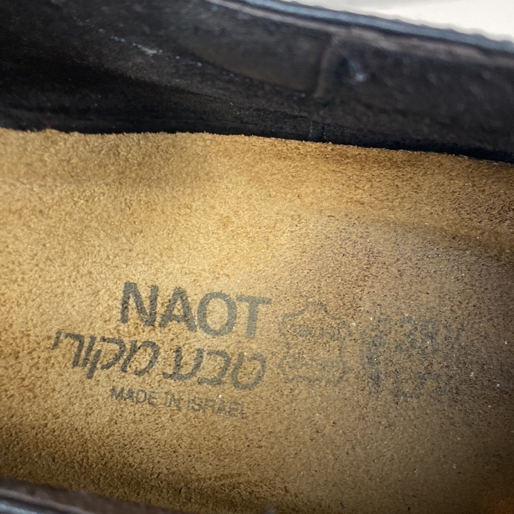 Naot Black Leather Mixed Media Chunky Loafer w/ Gray Fabric Detail Size EU 38.5 - Picture 10 of 16